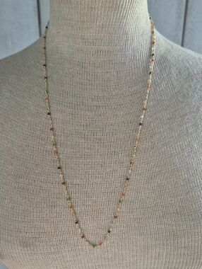 Gold Multicolor Beaded Long Necklace - Women Jewelry